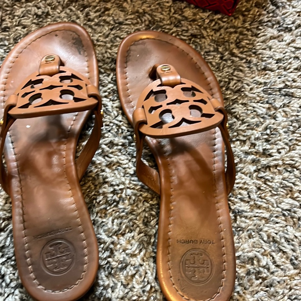 Brown Tory Burch sandals in good condition size6